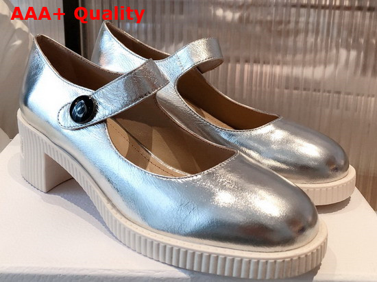 Dior D Doll Pump Silver Tone Shiny Laminated Calfskin Replica