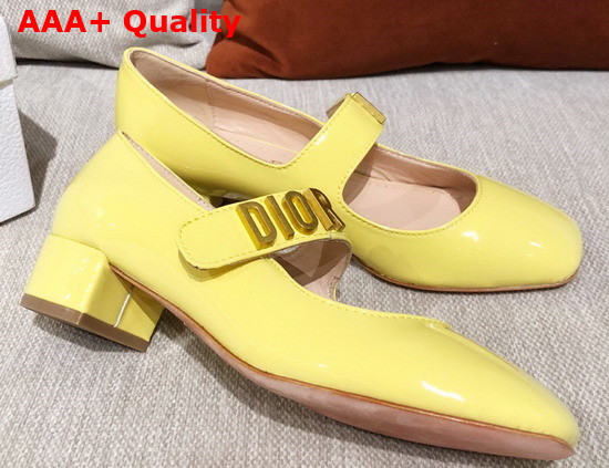 Dior D Doll Pump Yellow Shiny Calfskin Replica