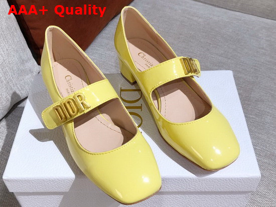 Dior D Doll Pump Yellow Shiny Calfskin Replica