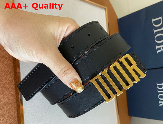 Dior D Fence Belt Black Smooth Calfskin 30mm Replica