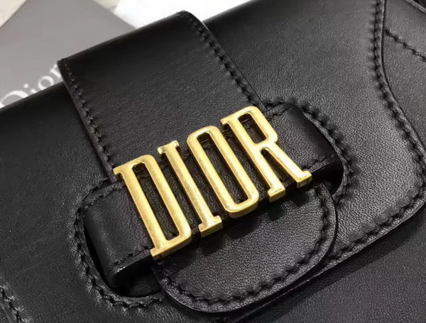 Dior D Fence Saddle Bag in Black Calfskin For Sale