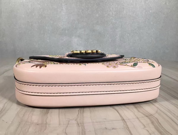 Dior D Fence Studded Saddle Bag in Light Pink Calfskin For Sale