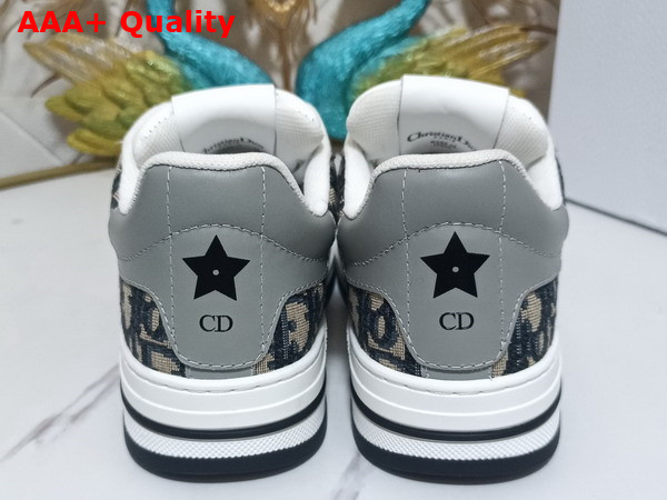 Dior D Freeway Sneaker Gray Calfskin and Blue Dior Oblique Jacquard Canvas Replica