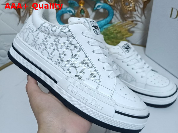 Dior D Freeway Sneaker in White Dior Oblique Galaxy Leather Replica