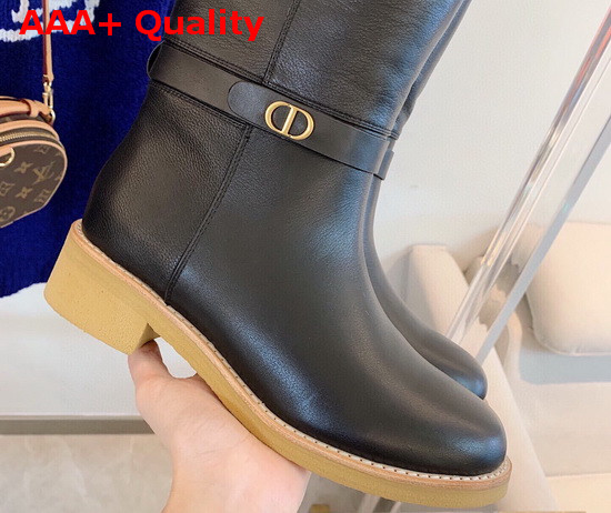 Dior D Furious Boot in Black Calfskin and Shearling Replica