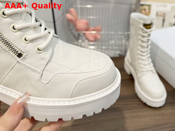 Dior D Leader Ankle Boot White Quilted Cannage Calfskin Replica