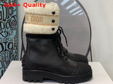 Dior D Major Ankle Boot Black Calfskin and Beige Lambskin Wool Replica