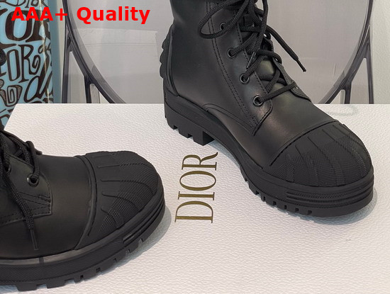 Dior D Major Ankle Boot Black Calfskin and Lambskin Wool Replica