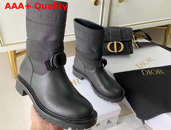 Dior D Major Ankle Boot Black Technical Fabric and Calfskin Replica