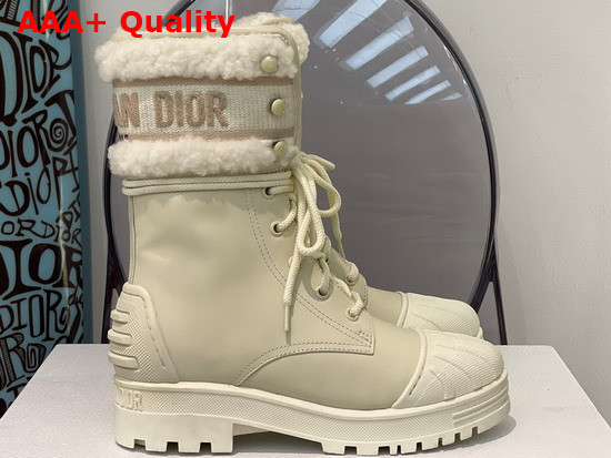 Dior D Major Ankle Boot White Calfskin and Lambskin Wool Replica