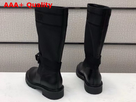 Dior D Major Boot Black Technical Fabric and Calfskin Replica