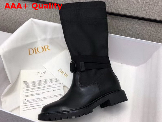 Dior D Major Boot Black Technical Fabric and Calfskin Replica