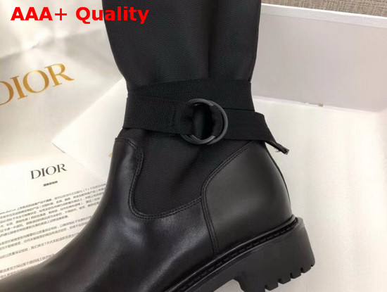 Dior D Major Boot Black Technical Fabric and Calfskin Replica