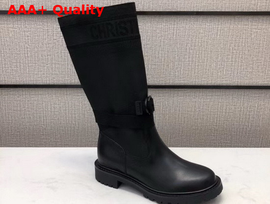 Dior D Major Boot Black Technical Fabric and Calfskin Replica