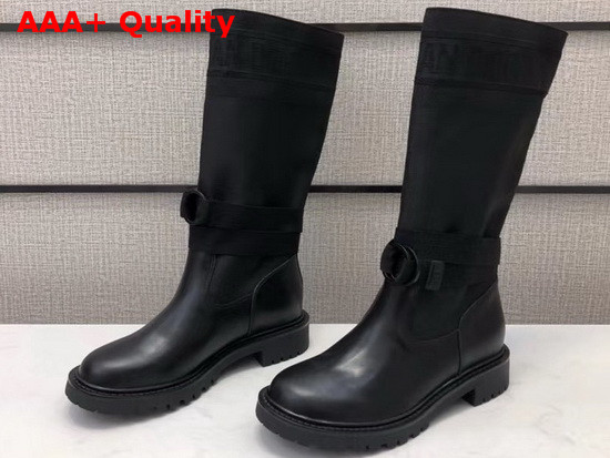 Dior D Major Boot Black Technical Fabric and Calfskin Replica