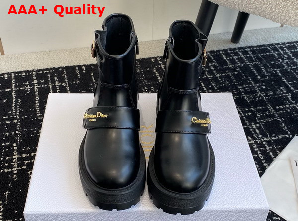 Dior D Quest Ankle Boot in Black Calfskin Replica