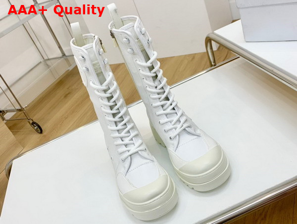 Dior D Rise Boot White Technical Fabric and Calfskin Replica