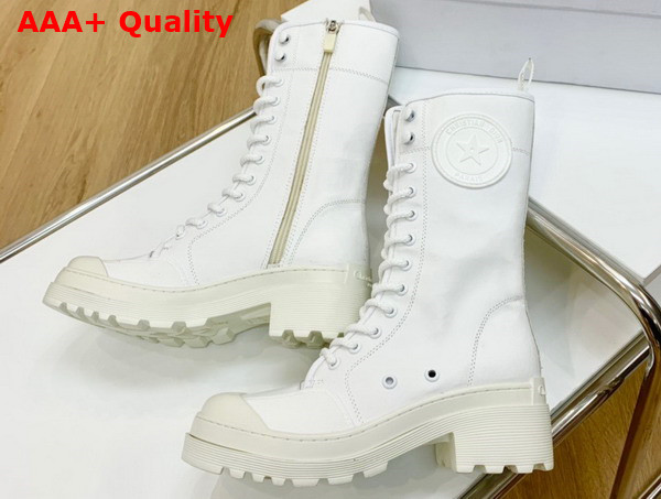 Dior D Rise Boot White Technical Fabric and Calfskin Replica