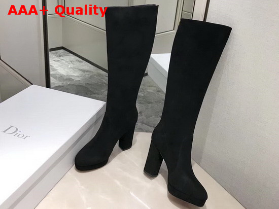 Dior D Rise Boot in Black Suede Calfskin Replica