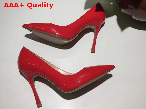 Dior D Stiletto High Heeled Shoe in Red Patent Calfskin Leather Replica