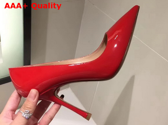 Dior D Stiletto High Heeled Shoe in Red Patent Calfskin Leather Replica