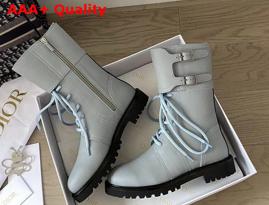 Dior D Trap Ankle Boot in Light Blue Calfskin Replica