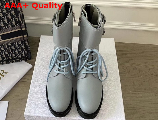 Dior D Trap Ankle Boot in Light Blue Calfskin Replica