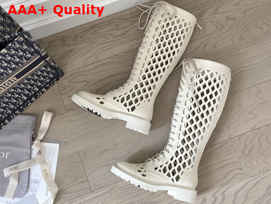 Dior D Trap Boot White Calfskin Replica