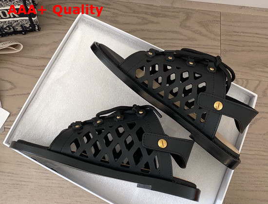 Dior D Trap Sandal Black Matte Calfskin Replica