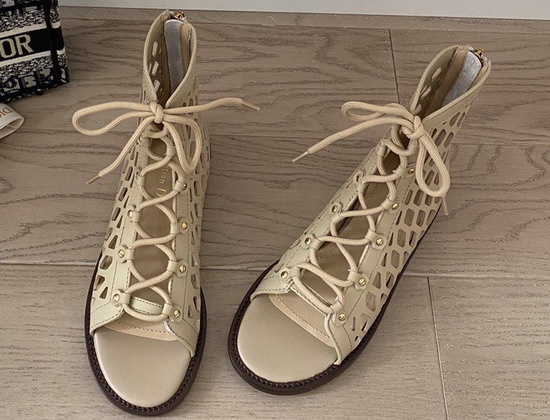 Dior D Trap Sandal in Beige Matte Calfskin Replica