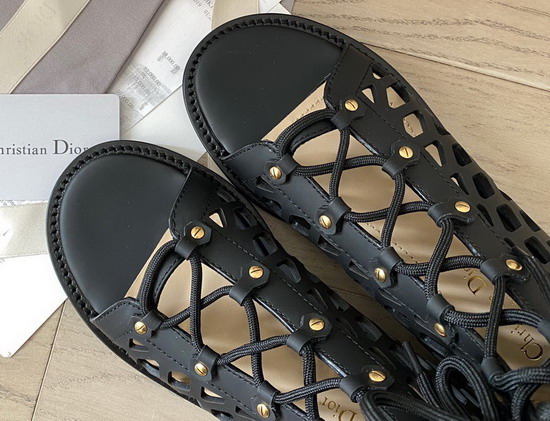 Dior D Trap Sandal in Black Matte Calfskin Replica