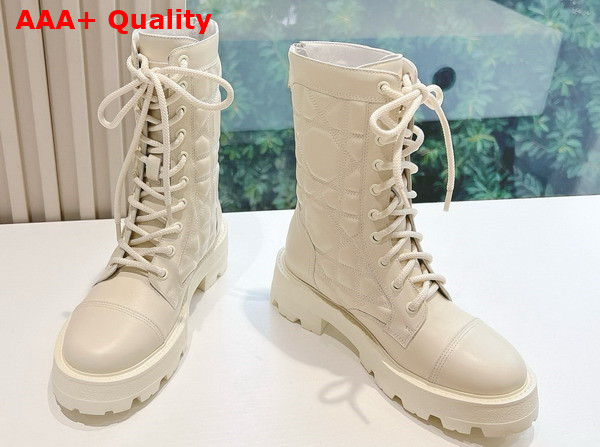 Dior D Unit Ankle Boot White Quilted Cannage Calfskin Replica