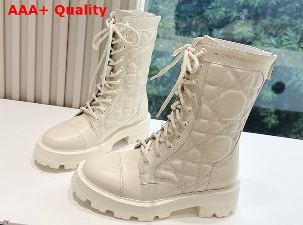 Dior D Unit Ankle Boot White Quilted Cannage Calfskin Replica