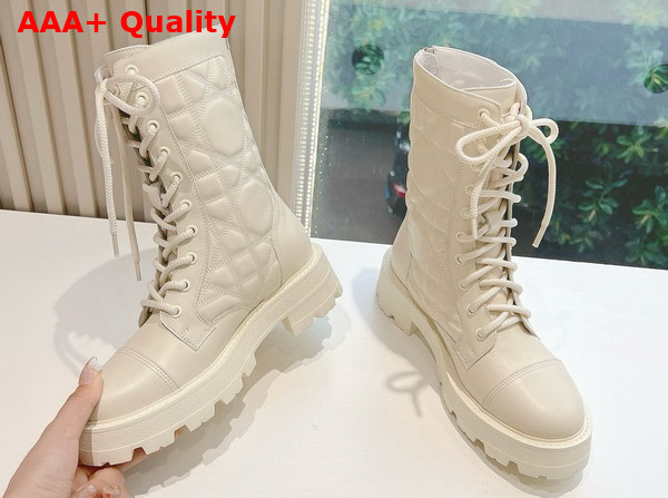 Dior D Unit Ankle Boot White Quilted Cannage Calfskin Replica