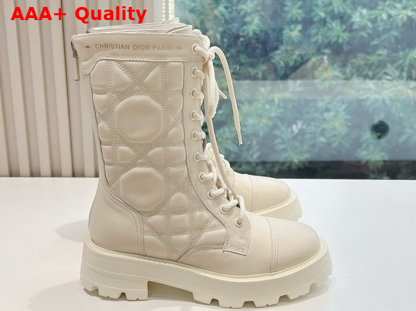 Dior D Unit Ankle Boot White Quilted Cannage Calfskin Replica