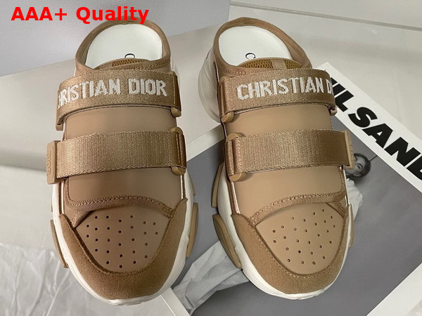 Dior D Wander Sneaker in Light Brown Calfskin Open Back Sneaker Replica