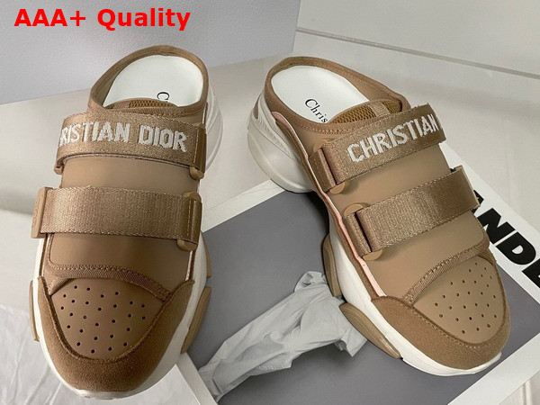 Dior D Wander Sneaker in Light Brown Calfskin Open Back Sneaker Replica