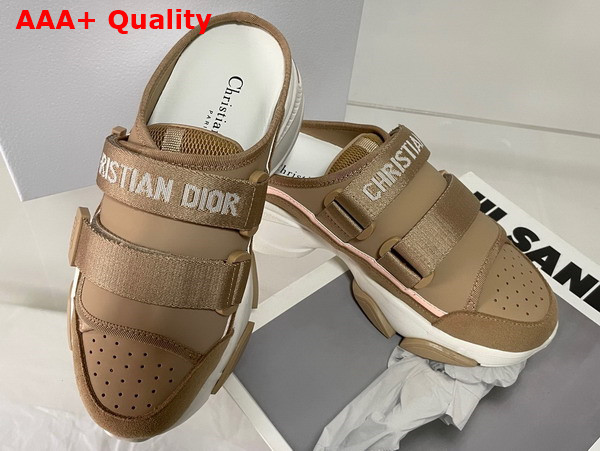 Dior D Wander Sneaker in Light Brown Calfskin Open Back Sneaker Replica