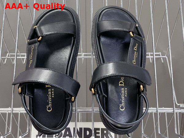 Dior D Wave Sandal in Black Lambskin Replica