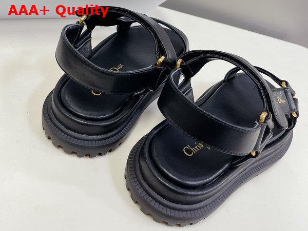 Dior D Wave Sandal in Black Lambskin Replica