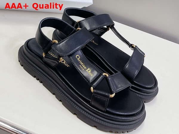 Dior D Wave Sandal in Black Lambskin Replica