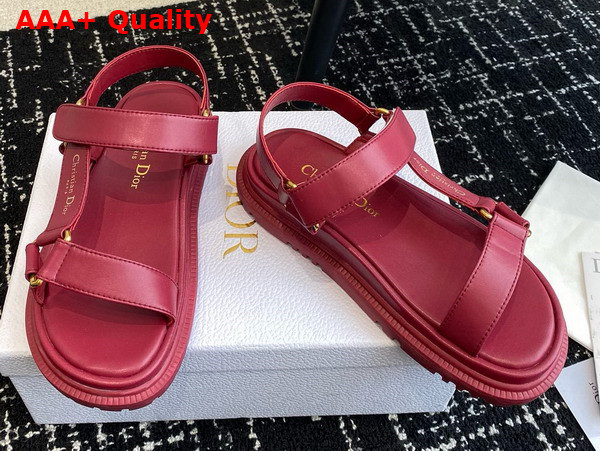 Dior D Wave Sandal in Bordeaux Lambskin Replica