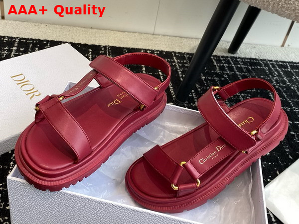 Dior D Wave Sandal in Bordeaux Lambskin Replica