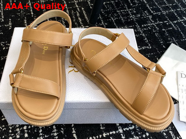 Dior D Wave Sandal in Dark Beige Lambskin Replica