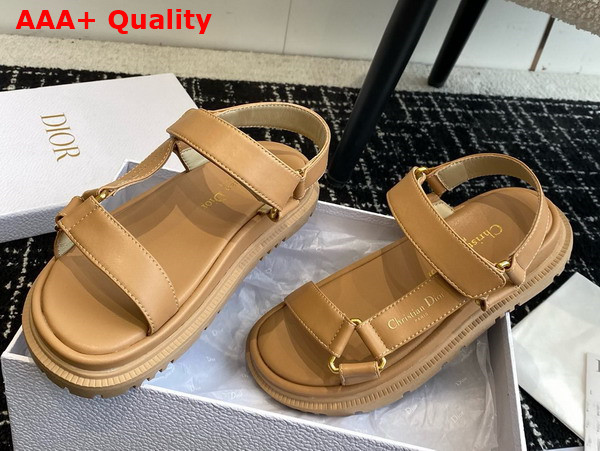 Dior D Wave Sandal in Dark Beige Lambskin Replica