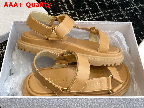 Dior D Wave Sandal in Dark Beige Lambskin Replica