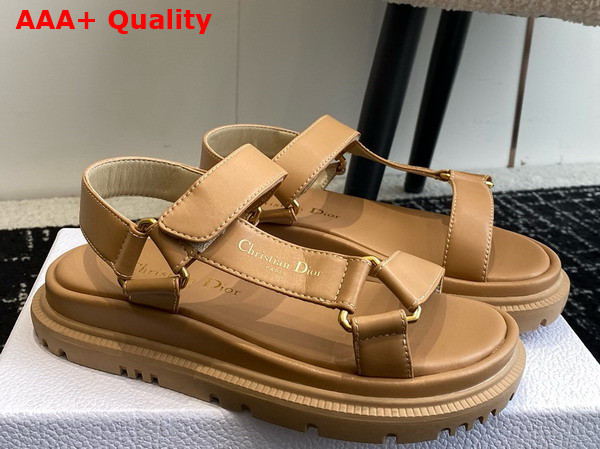 Dior D Wave Sandal in Dark Beige Lambskin Replica