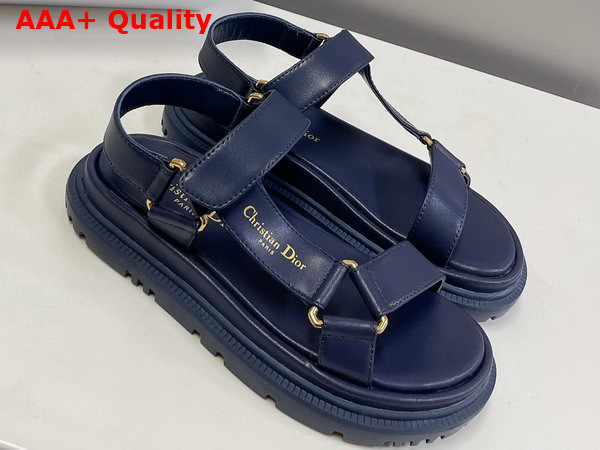 Dior D Wave Sandal in Deep Blue Lambskin Replica