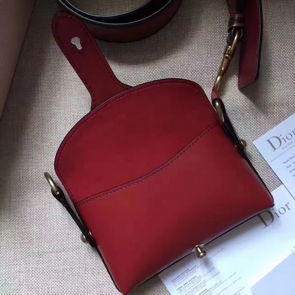 Dior D bee Mini Saddle Bag in Red Calfskin For Sale