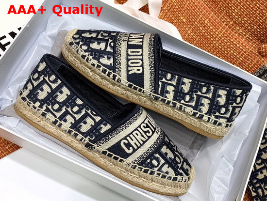 Dior Deep Blue Dior Granville Dior Oblique Embroidered Cotton Espadrille Replica